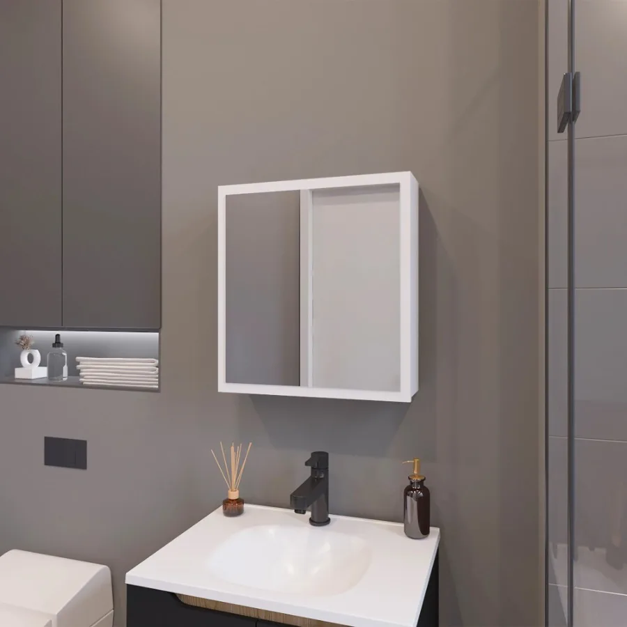 

White Medicine Cabinet with Included Mirror and 1 Door