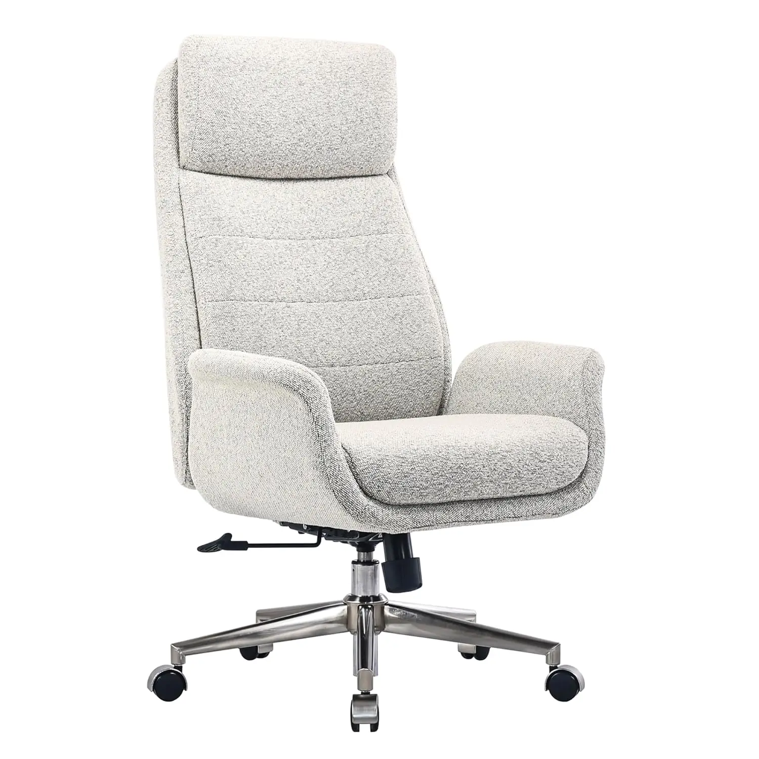 Boucle Fabric High Back Executive Office Chair BIFMA Compliant Light Sand Brushed Nickel Height Adjustable Work Furniture