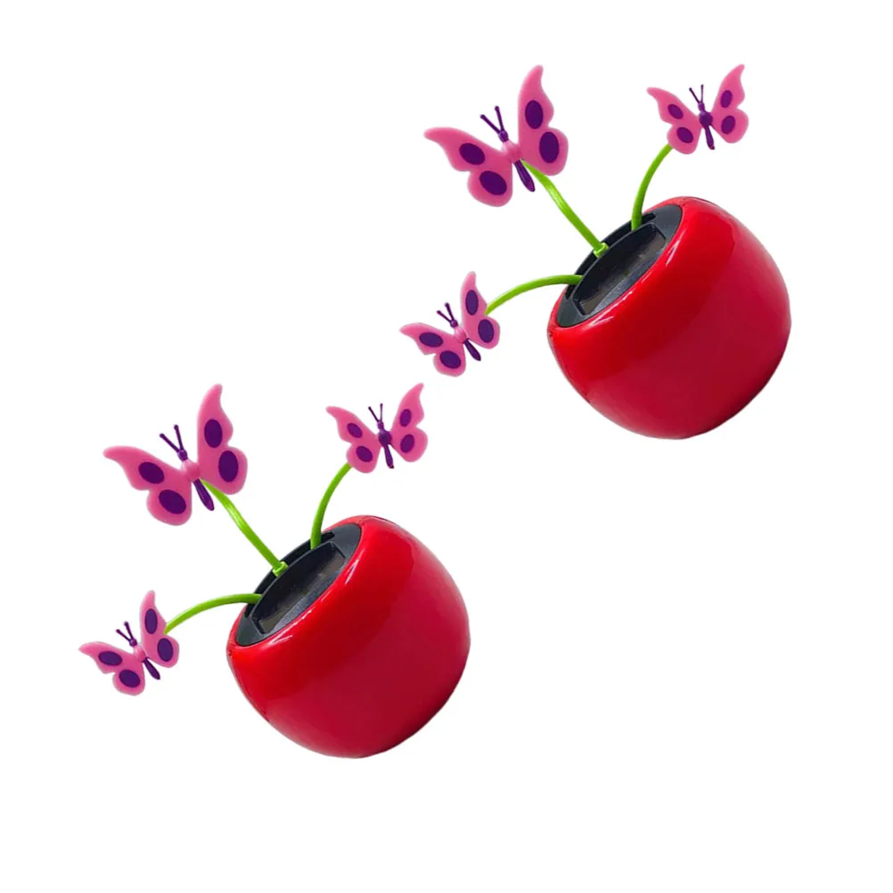 

2pcs Solar Powered Car Ornament Swing Design Abs Desktop Decor For Car Interior Outdoor Home Office Decoration Gift