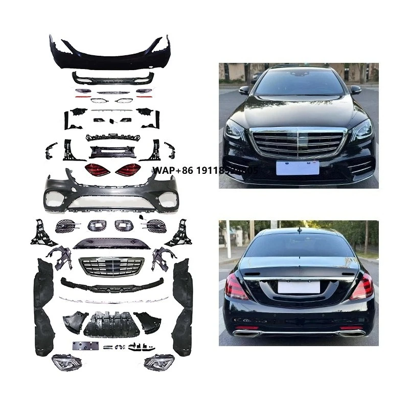 

New W222 2014-2017 S450 Front and Rear Bumper Body Kit with Fog Light for S-Class (2019 Retrofit/Upgrade)