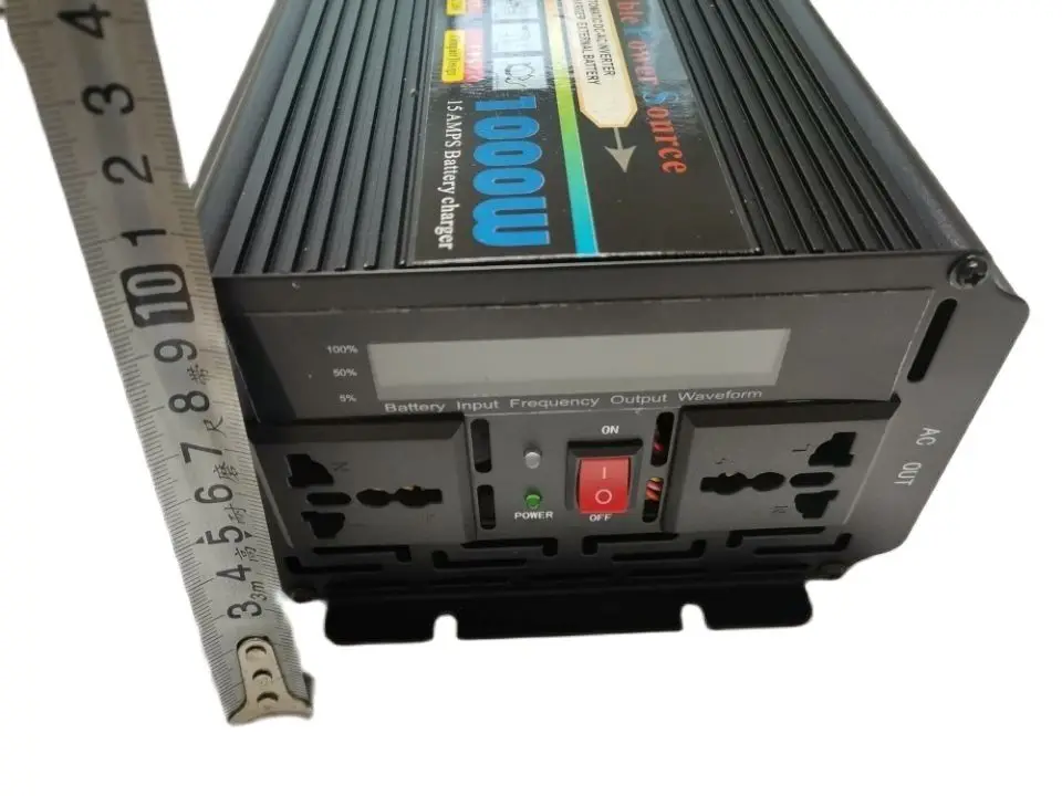 emergency UPS 1KW 1000W DC 12V TO AC 220V 50HZ modified wave power inverter with lifepo4 battery charger