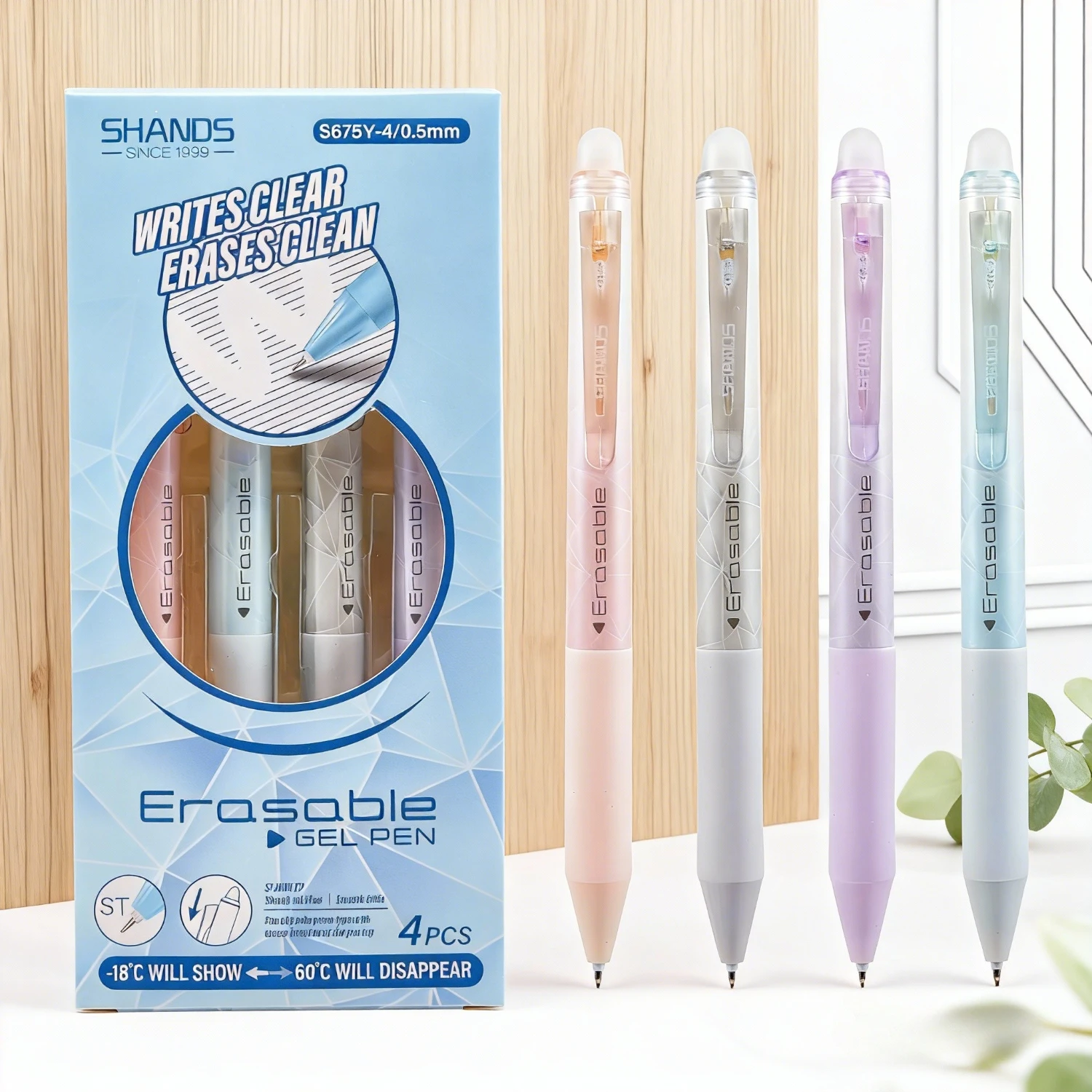 

4 Pack Retractable Erasable Gel Pens, 0.5mm & Blue Ink, Smooth Writing, Ideal for Office & School Use, Sudoku & Crossword Puzzle