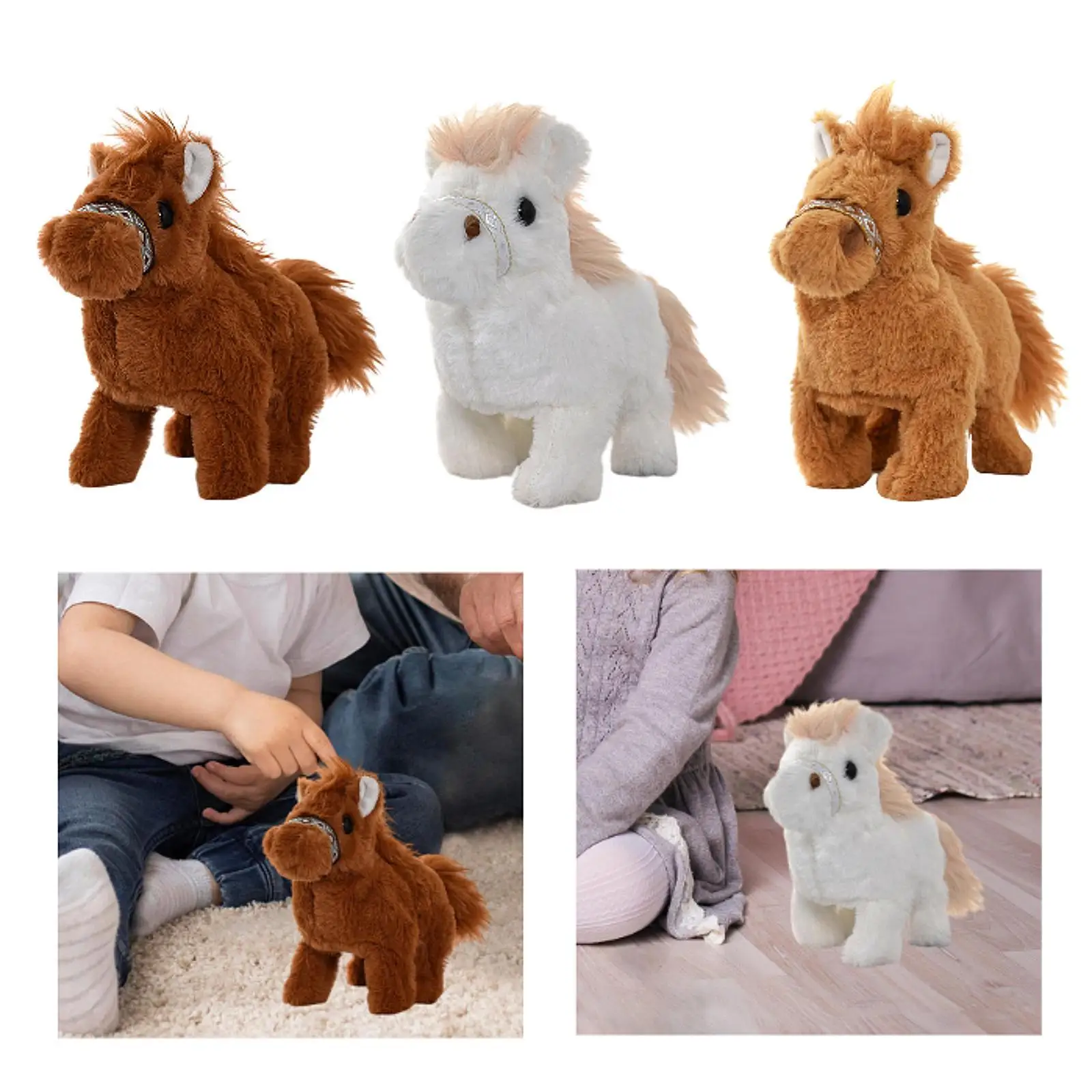 Adorno de juguete de caballo, cola temblorosa, juguete eléctrico para caminar, regalos, niños pequeños