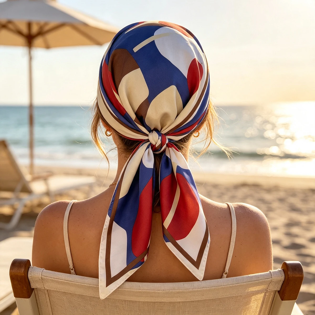 Eleganter Luxus-Quadratschal für Damen, Weicher Imitat-Seiden-Druck-Hijab-Schal, Frühlings-Halstuch, Bandanas, Trendige Damenschals