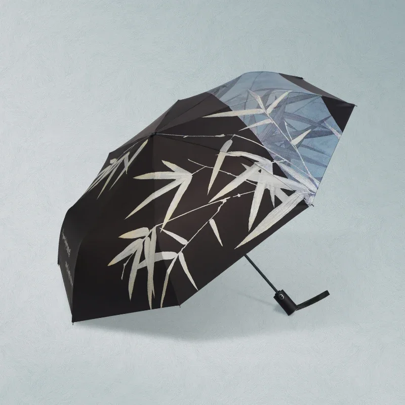 Snow Castle Chinese Wind and Rain Umbrella Folding Fully Automatic Men's Umbrella, Clear and Rain Dual Use Umbrella