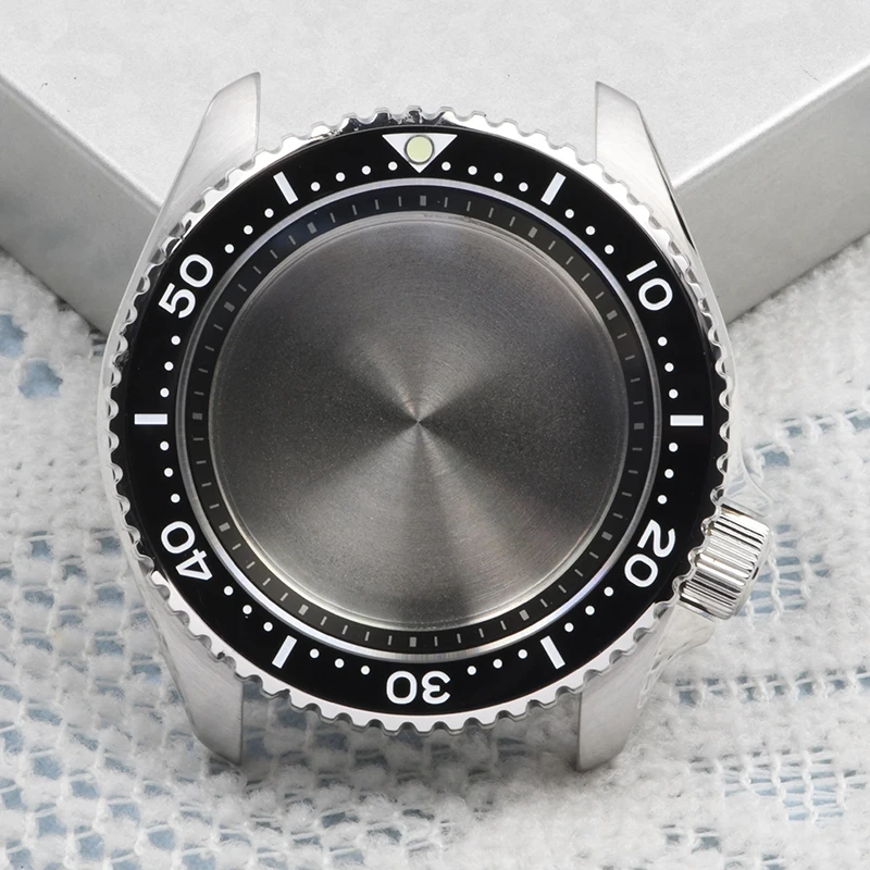 حافظة ساعة SKX007/009 مقاس 42.5 ملم من الفولاذ المقاوم للصدأ وزجاج الياقوت مناسب لحركة Seiko mod NH35/36 C3 فائقة الإضاءة