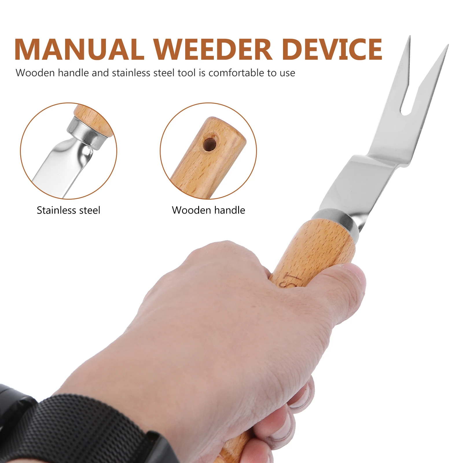 

Stainless Steel Weed Puller Root Remover Metal Manual Weeder Weeding Tool Device Garden Rake Durable Stainless Handle