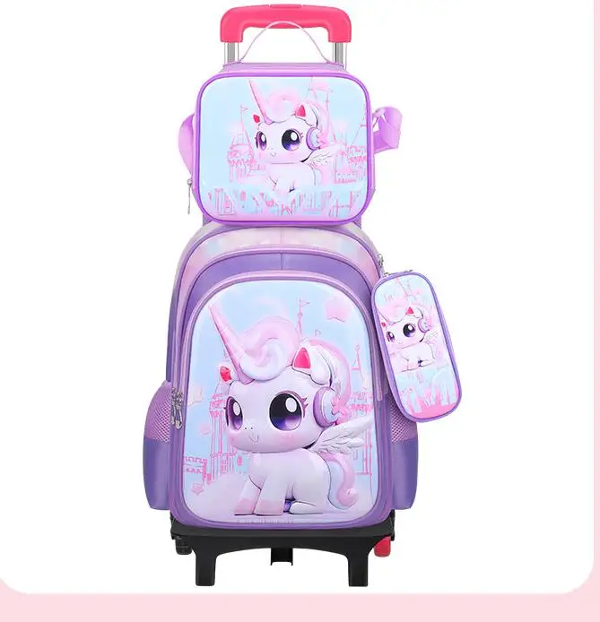 16 Inch Rolling Backpack For Boyrs with Lunch Bag and Pencil Case Wheeled School Backpack for Girls School Wheeled backpack set