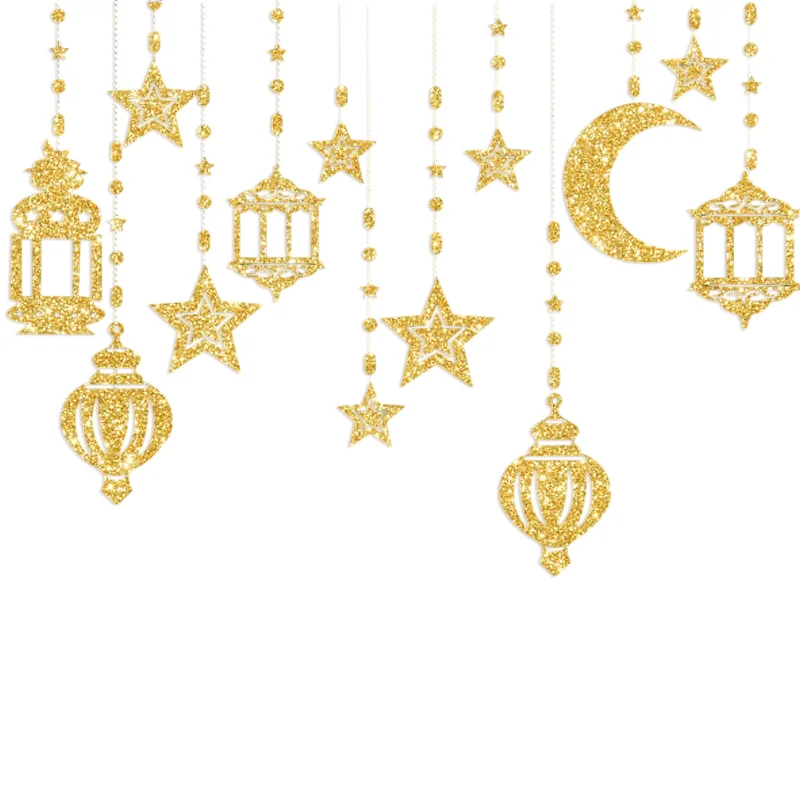 รอมฎอนเทศกาลตะวันออกกลางธีมปาร์ตี้ตกแต่งจี้ดาวดวงจันทร์เทศกาลดวงจันทร์รูปแบบบรรยากาศดึงจี้ดอกไม้