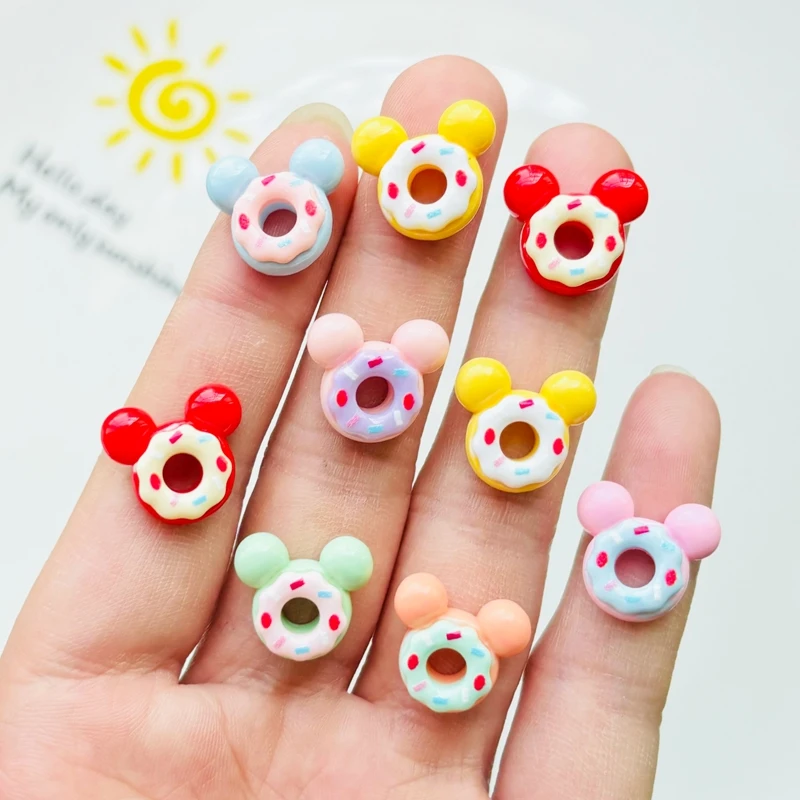 20 Pcs New Lovely Mini Cartoon Simulation Creamy Doughnuts Resin Scrapbook Diy Jewellery Hairpin Accessories Decorate Craft