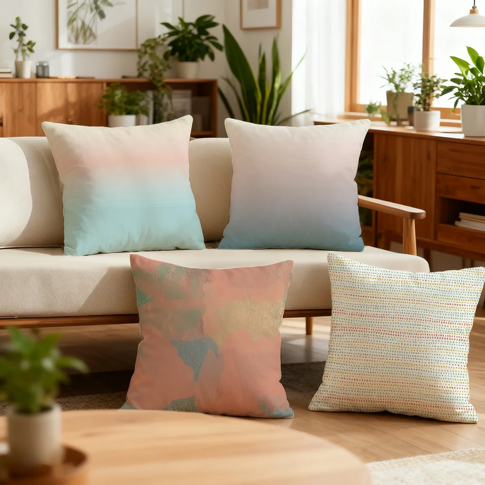 Summer Sunse Cushion Cover Bedroom Sofa Decorative Home Car Portable Cushion Cover With Zipper Soft Pillowcase