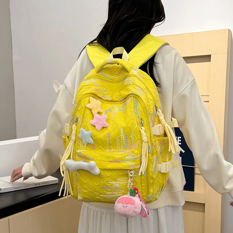 Zaini da donna Pendenti a stella Stile preppy coreano Carino Kawaii Dolce Verstaile Zaini leggeri di grande capacità per ragazza