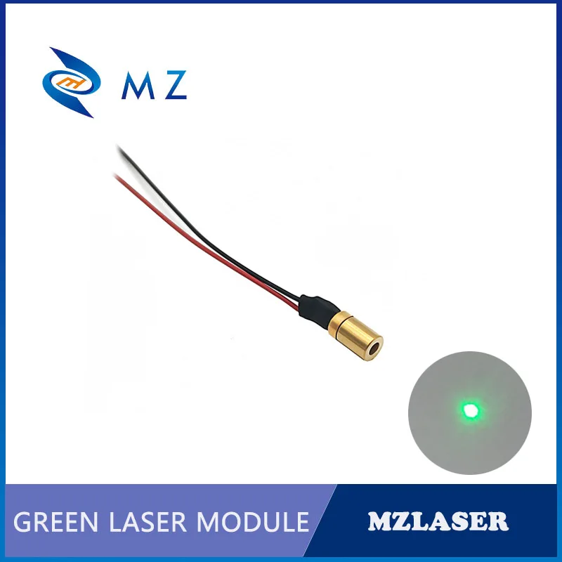 Módulo láser de punto verde de tamaño pequeño, lente PMMA de alta calidad, accionado por APC Industrial, D6 mm, 520nm, 0,5 mw