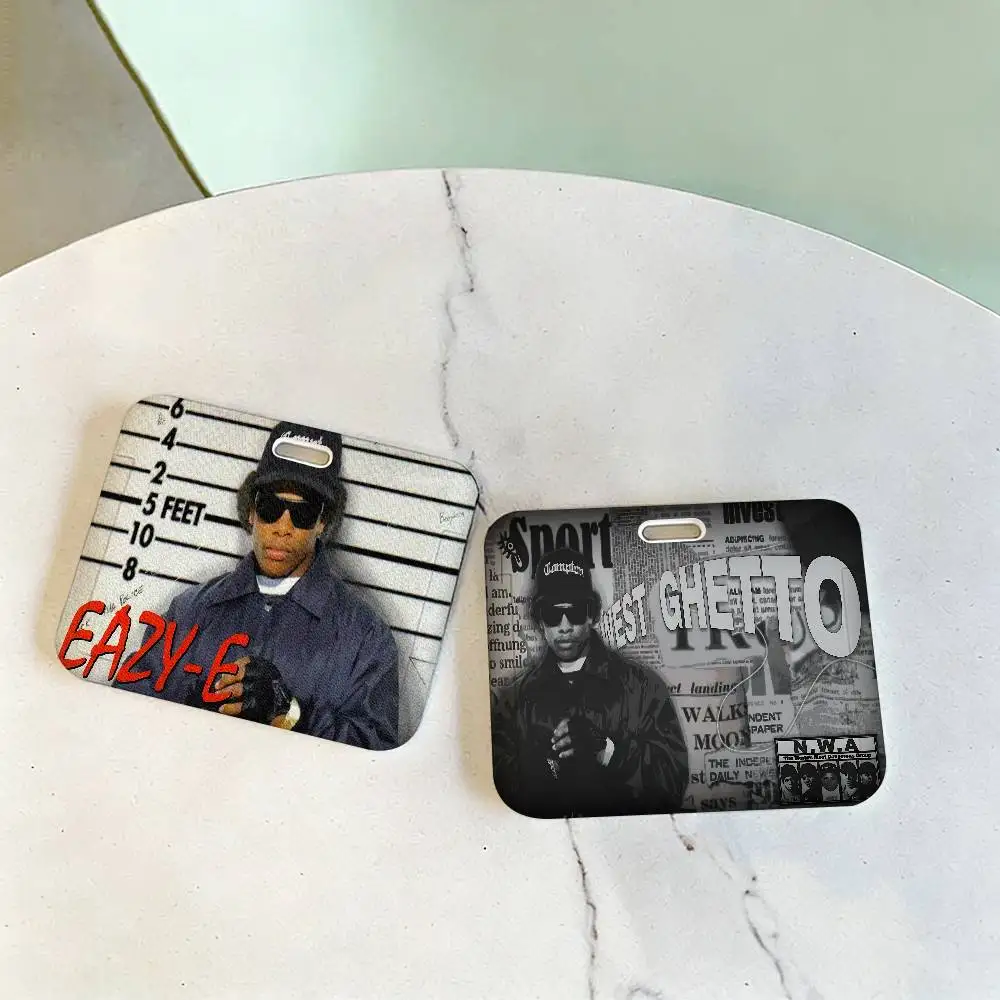 Rapper E-Eazy E Working Bank Credit Card Holders with Long Lanyard Employee Name ID Card Cover Holder Nurse Accessories