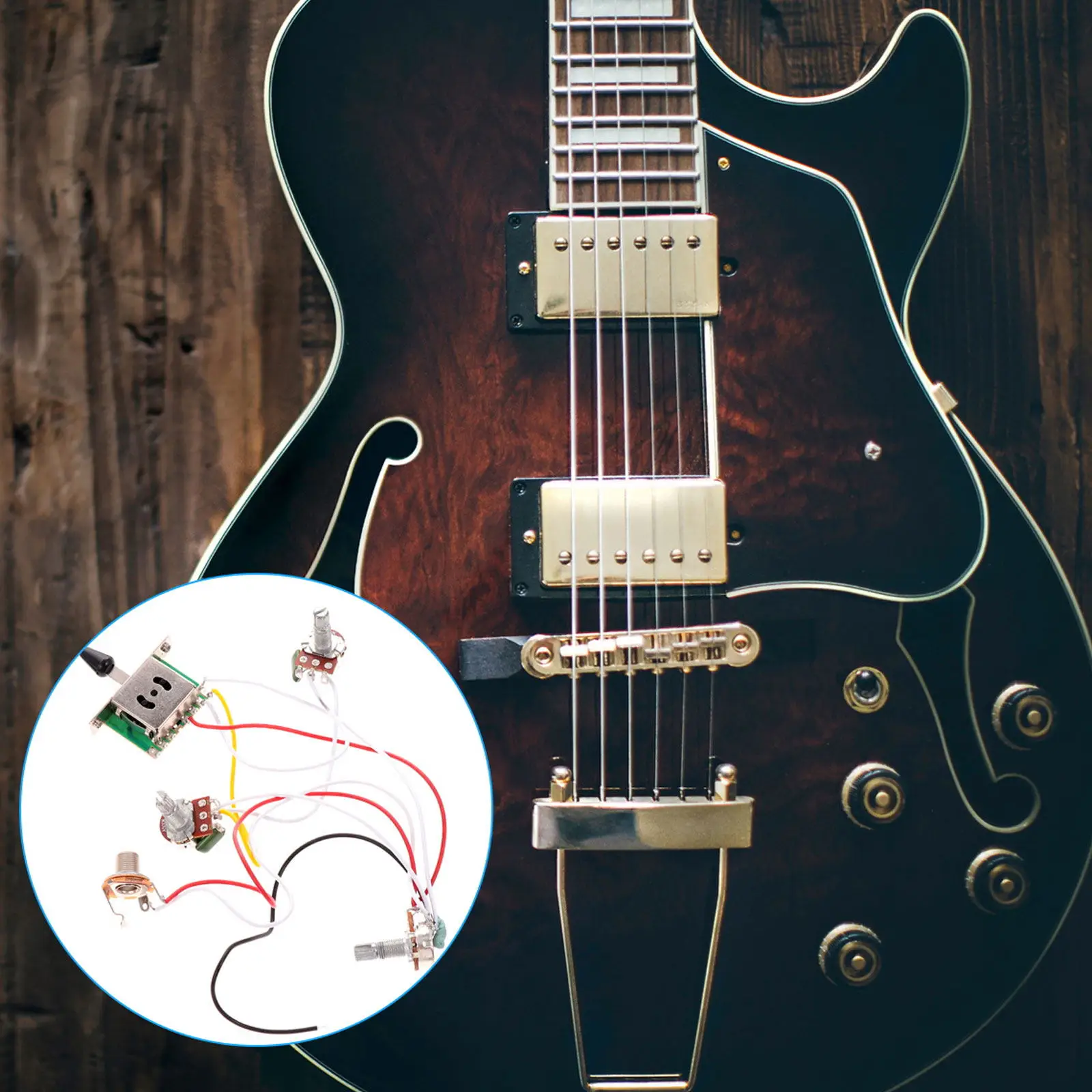 Guitar Circuit Wiring Black Five-Speed Switch Socket Reliable Electric Guitar Circuit Assembly Easy Install Replacement
