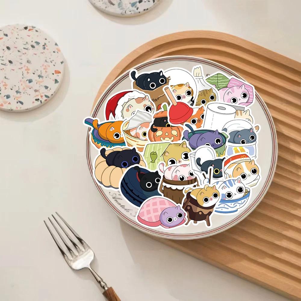 50 Stück Versteckspiel-Katzen-Aufkleber, Notizbuch, wasserdichte Packung, Party, dekoratives PVC, Geschenk für Laptop, Graffiti, Gepäck, Fahrradaufkleber