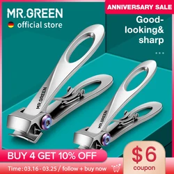 MR.GREEN-cortaúñas de acero inoxidable con apertura de mandíbula ancha, cortador de uñas de los pies duro y grueso, tijeras de manicura, herramientas