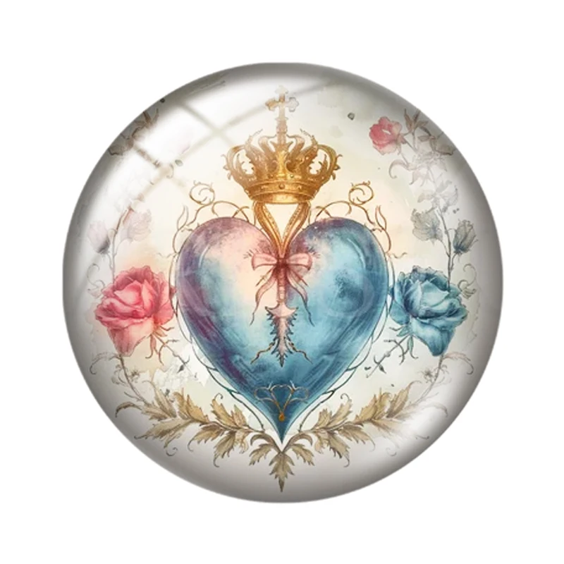 Mercy Sacred Heart  10pcs 12mm/16mm/18mm/25mm Round Photo Glass Cabochon Demo Flat Back Making findings