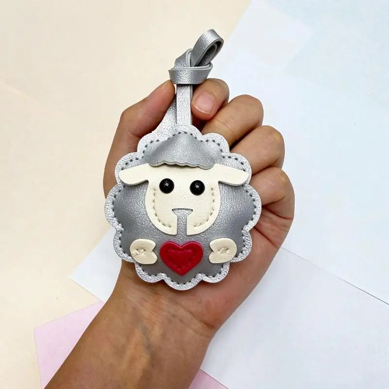 Portable Leather Sheep Shape Bag Charm Soft Purse Backpack Decor Ornament for Girls Casual Gift