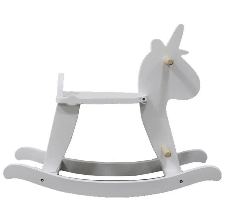 Kids Wooden Toys Unicorn Rocking Horse Solid Wood Baby Rocking Chair Protective Packaging