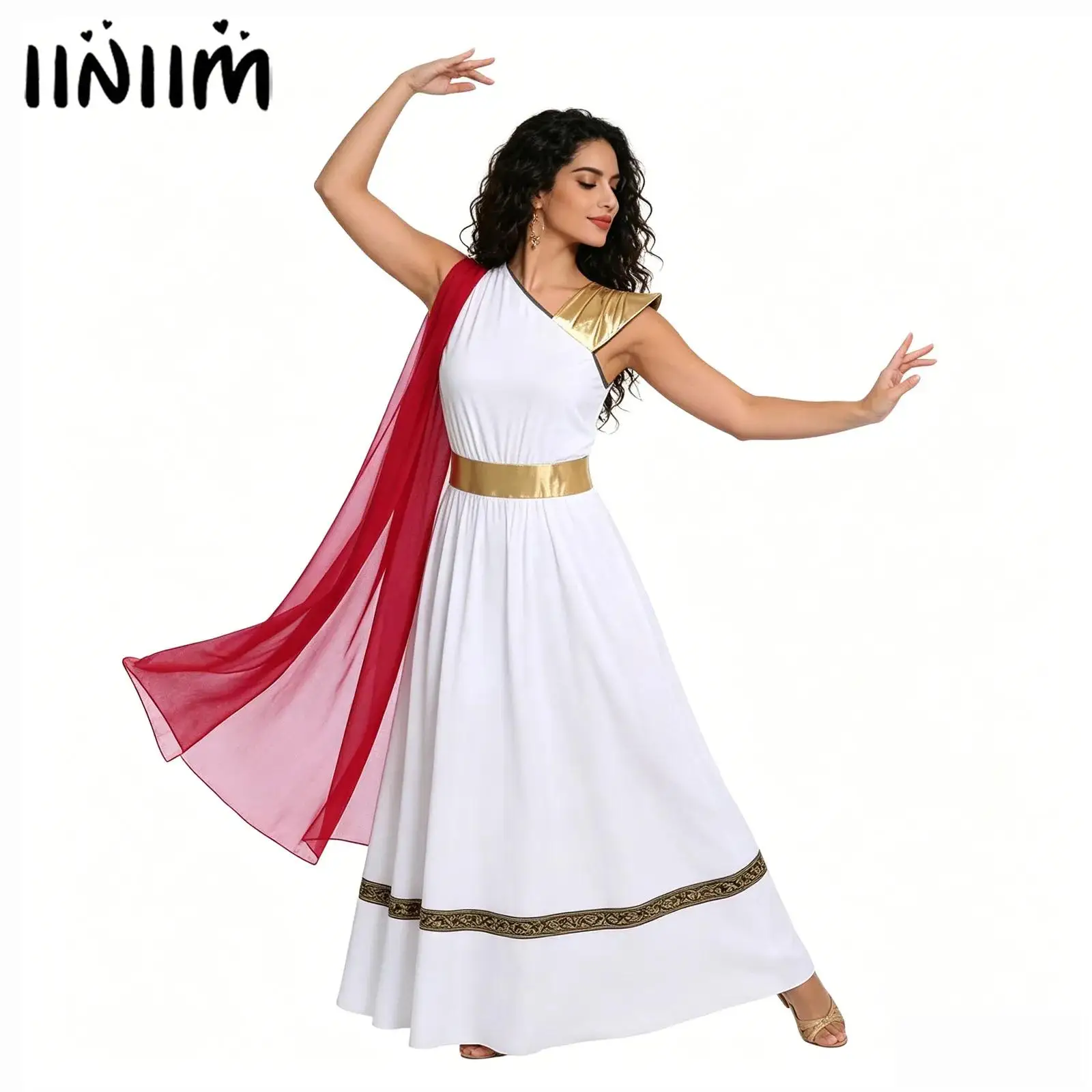 

Women Ancient Greek Princess Cosplay Costume Roman Empress Toga Tunic Dress Golden Roman Empress Toga Costume Halloween Costume