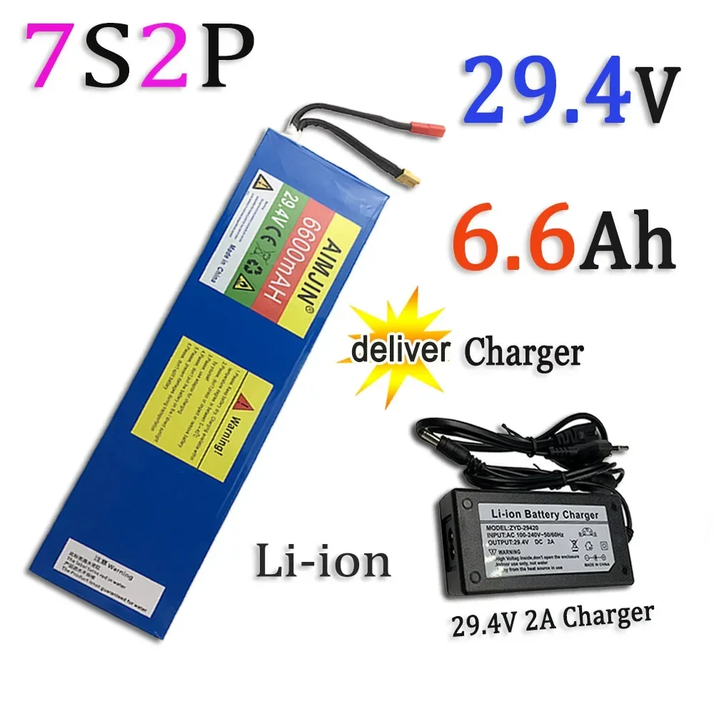 

29.4V 6.6Ah 7S2P 18650 Li-ion Rechargeable Battery Pack For 29.4V Electric Scooter+Charger