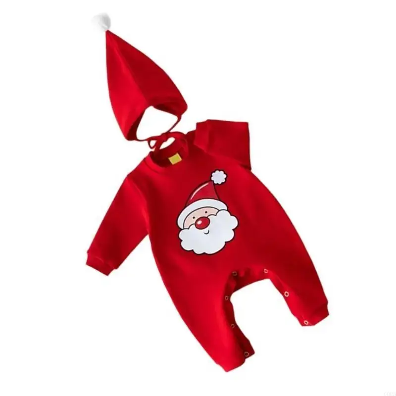 CORB Festival Baby Romper Cotton Christmas Party Wear Santa/Deer Jumpsuit & Hat Set