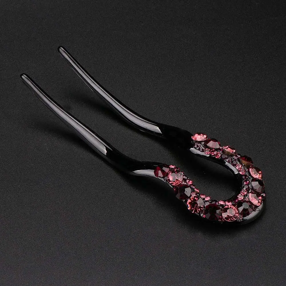 

Simple Daily Lady Fashion U-shaped Rhinestone Hair Sticks Hair fork Hair Accessories Hairpin