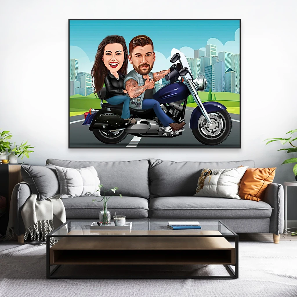 Personalised Lover Couple Poster Cartoon Caricature Portrait Design Husband And Wife Custom Print Valentines Day Best Gift Decor