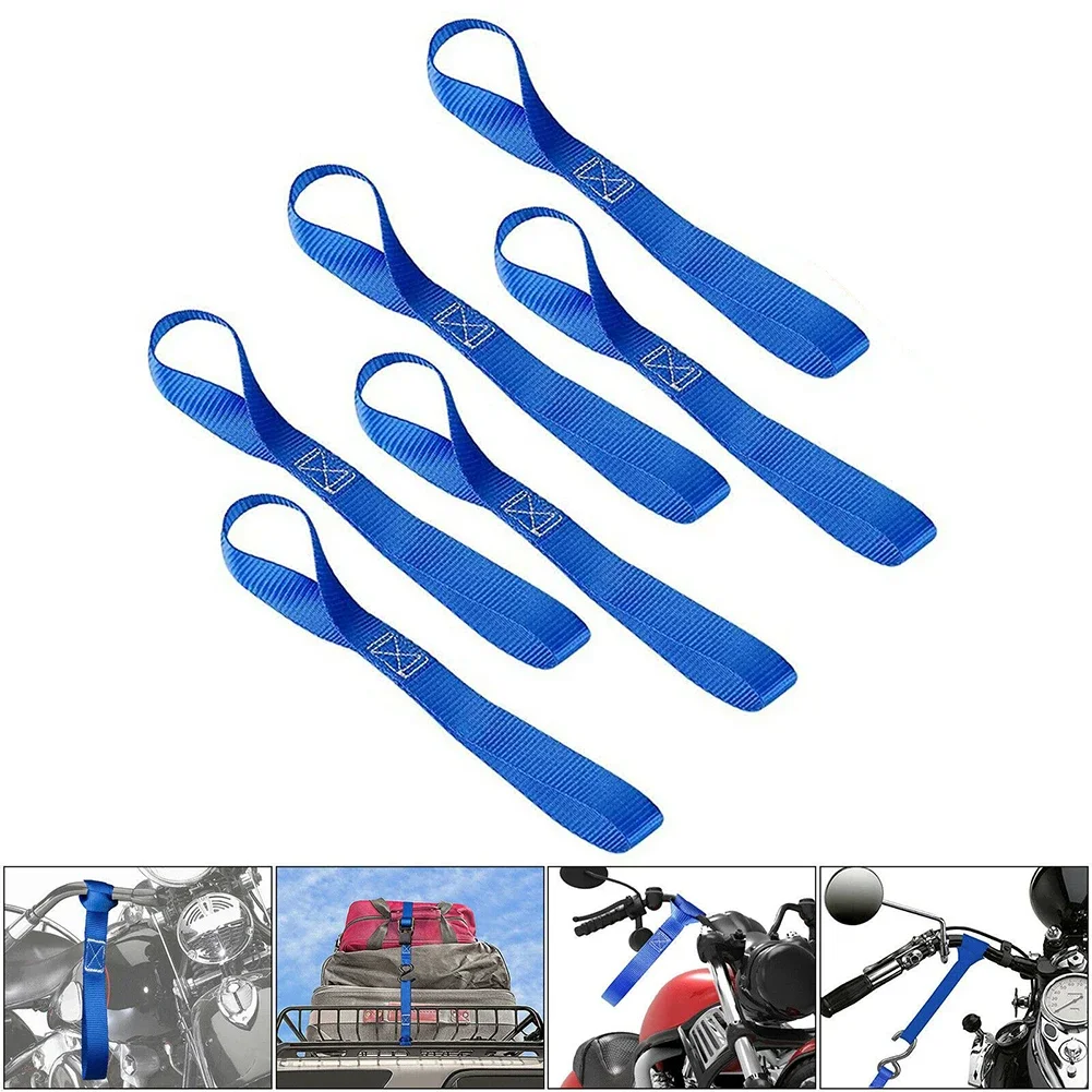 6 Pack Soft Loop Ratchet Tie Down Straps For Motorcycle Motorbike Luggage With 1500LB Load Capacity And Double Stitched Nylon