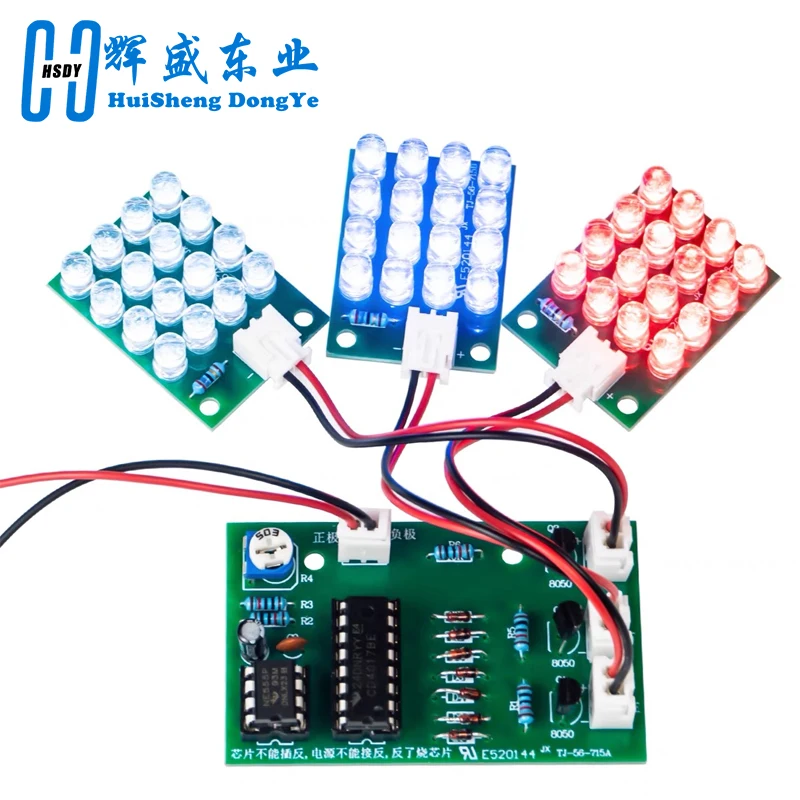 CD4017 + NE555 Flash Light Explosion-flashing LED Suite Self DIY Learning Electronic Kit Strobe Module Production Design