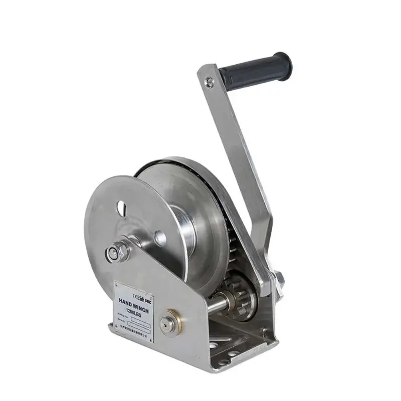 Stainless Steel Manual Winch 1200lbs 2600 Hand Crank Hoist Bi-Directional Self-Locking Marine Winch