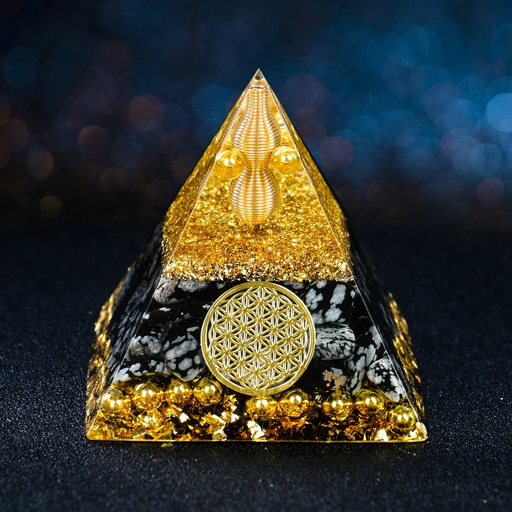 Ogan Chakra Energy Flower of Life Egyptian Pyramid Real Quarz Gemstone Obsidian Reiki Tarot Divination Witchcraft Charms Decor