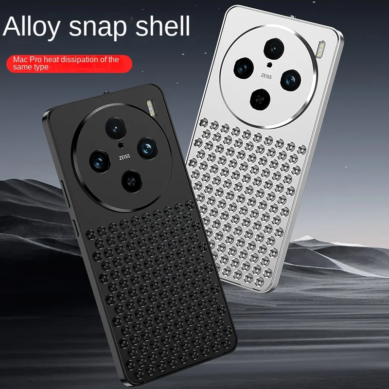 Premium Metal hollow heat dissipation holes Back Cover For vivo X100s Pro V2324HA Spring buckle Military Shockproof Phone Case