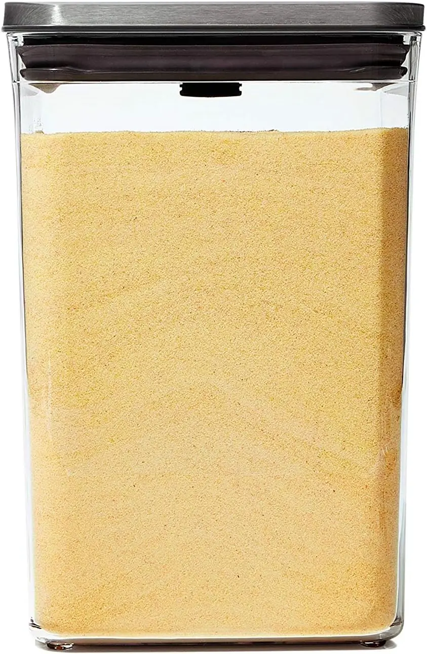 

Стальной контейнер POP, большой, средний, квадратный — 4,4 кварты, для муки, сахара и многого другого, серый