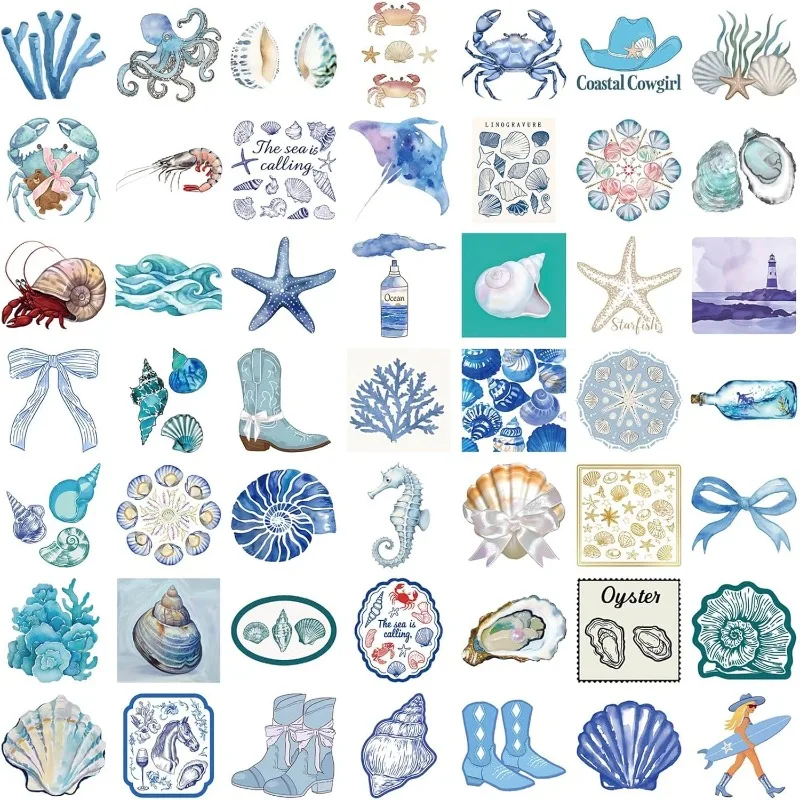50PCS Kawaii Sea Fish PVC Sticker Aesthetic DIY Children's Decoration Scrapbooking Supplies Hand Accounting for Kids