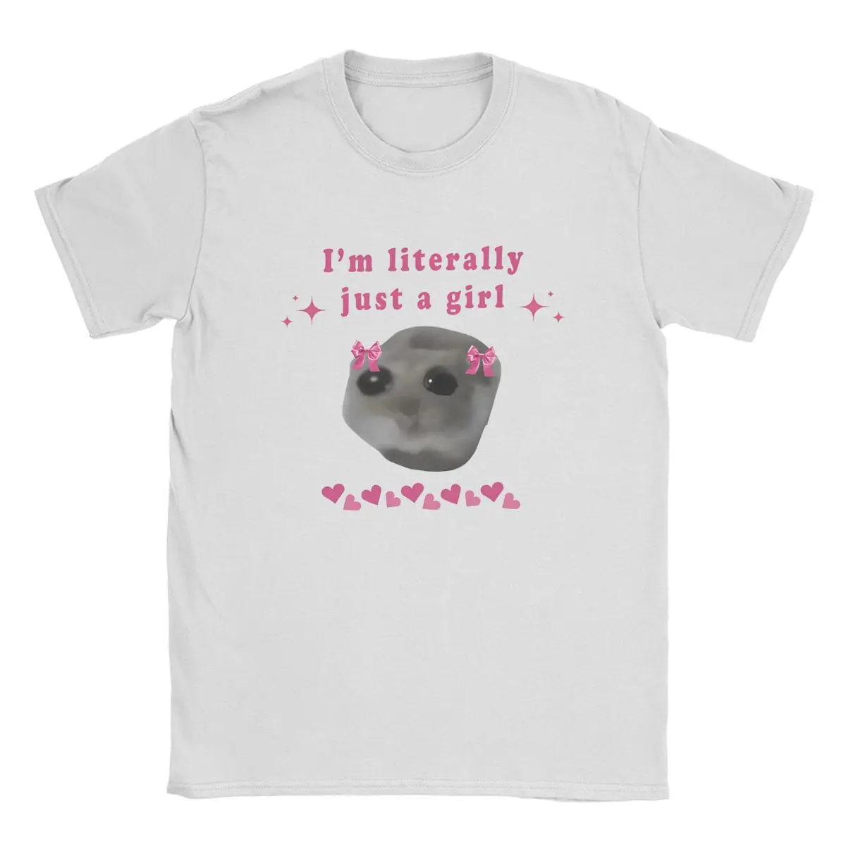 Men's Im Just A Girl T Shirt Sad Hamster 100% Cotton Clothing Novelty Short Sleeve Round Neck Tee Shirt Unique T-Shirt