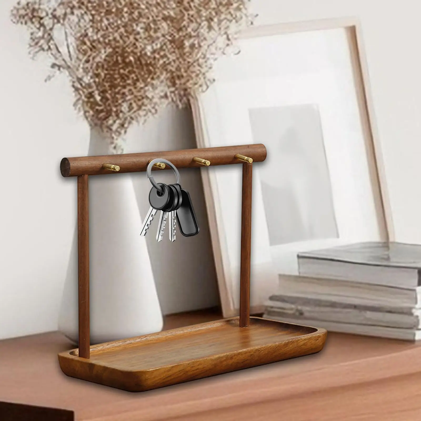 

Tabletop Holder Rack Entryway Jewelry Organizer Stand Wooden Key Holder for Hair Accessories Watches Bracelet Pendants Ring