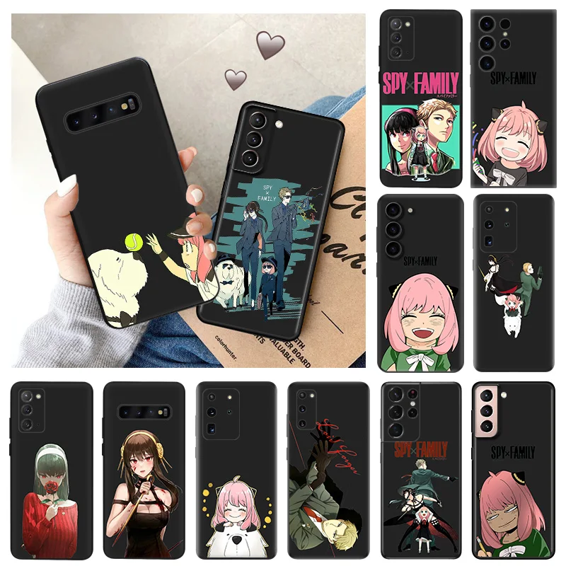 Soft Case for Samsung Galaxy S24 Plus S23 S22 S21 Ultra S20 fe S10 5G S10e Anime Spy × Family Rose Girl Black Phone Cases Cover