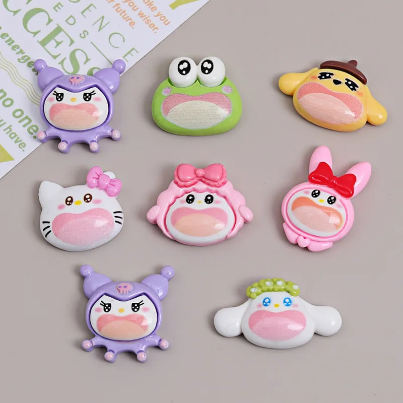 5 Stück Lachen süße Sanrio Happy Series Harz Flatback DIY Schmuck Materialien handgemachte Handyhülle Junk Charms Haarnadel Zubehör