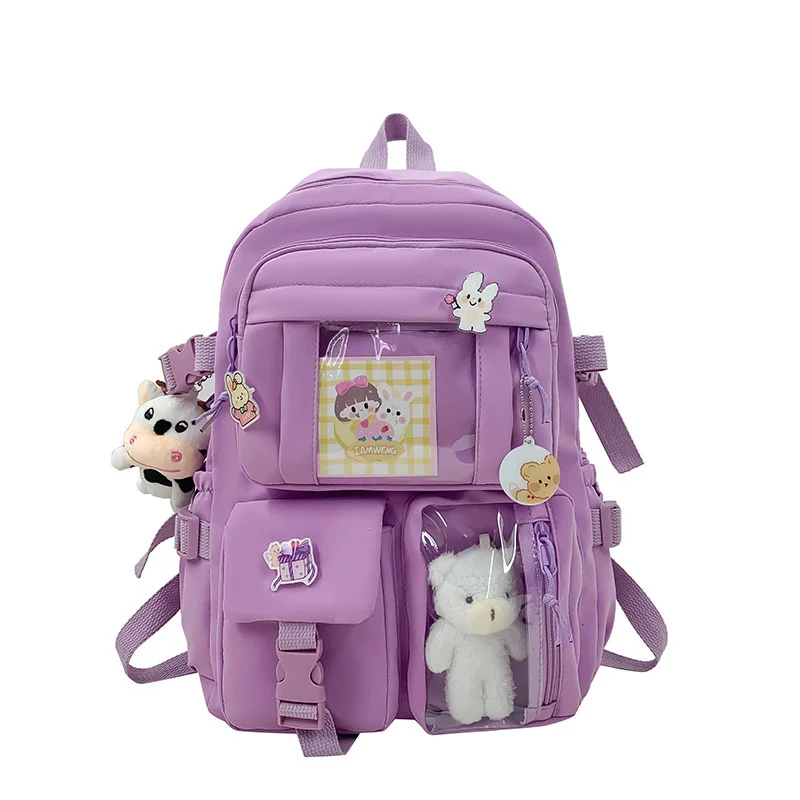 New Arrival Fashion Large Capacity Girls Boys School Use Daily Package Travel Bag Shoulder Women Knapsack Solid Colors Backpack