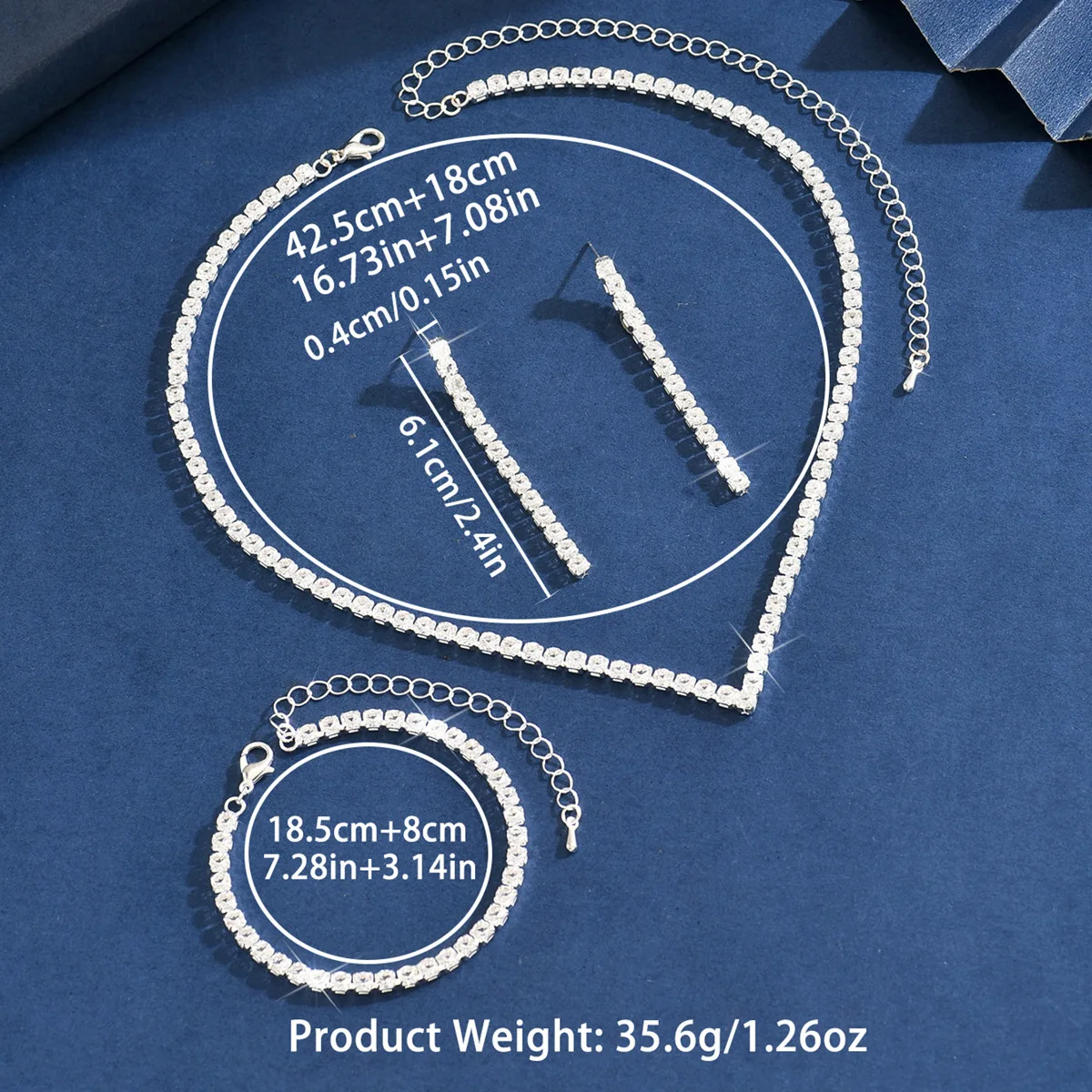 مجموعة أزياء أوروبية وأمريكية كاملة من حجر الراين وأقراط وسوار، مجموعة من ثلاث قطع من سلسلة مخلب حجر الراين الكاملة الأكثر مبيعًا في أمازون