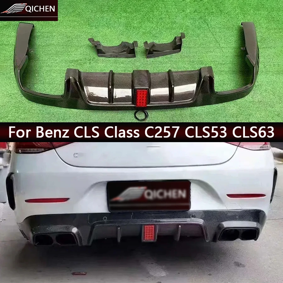 

For Mercedes Benz CLS Class C257 CLS53 CLS63 Carbon Fiber Back lip Car Rear Bumper Diffuser Splitters Spoiler Upgrade body kit