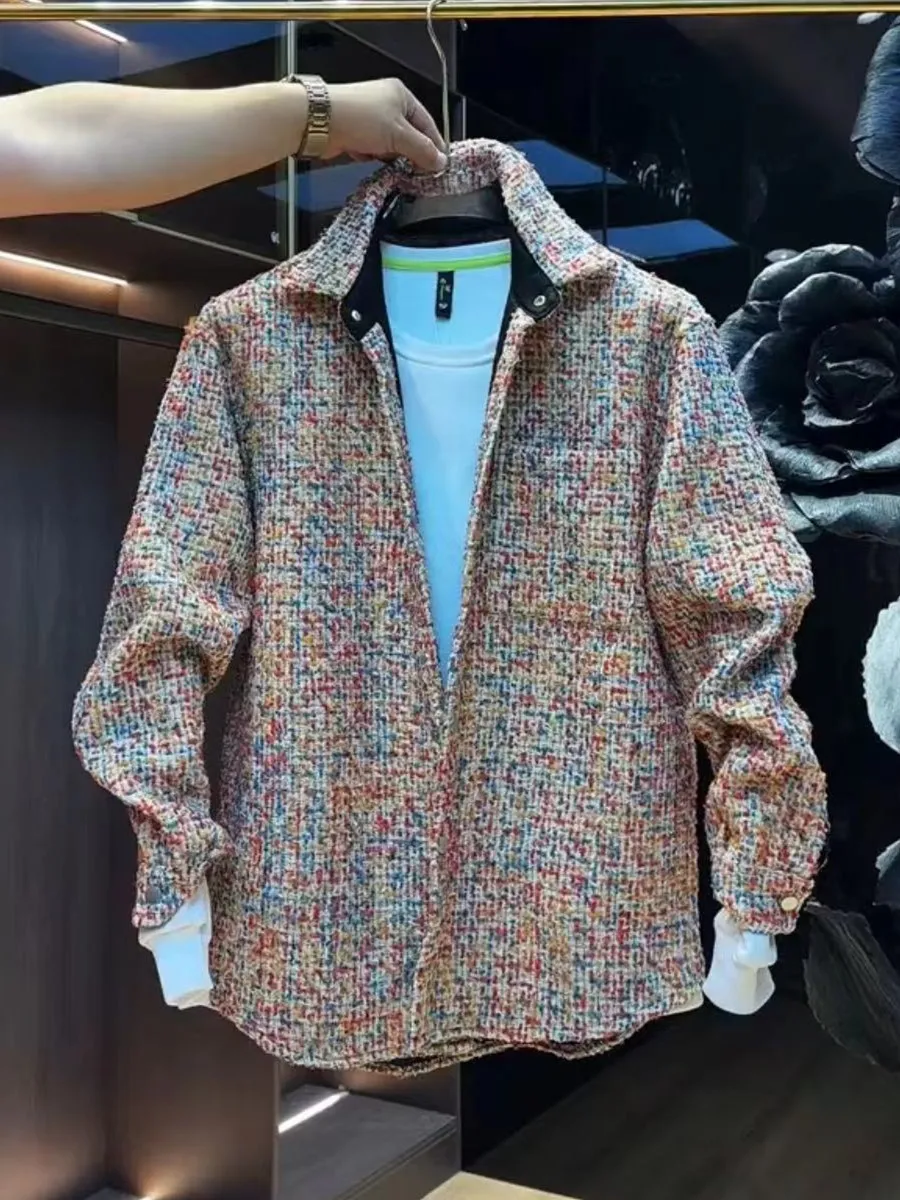 

Весенне-осенняя мужская рубашка-куртка в клетку для пар, повседневная модная верхняя одежда свободного кроя с длинными рукавами для молодежи