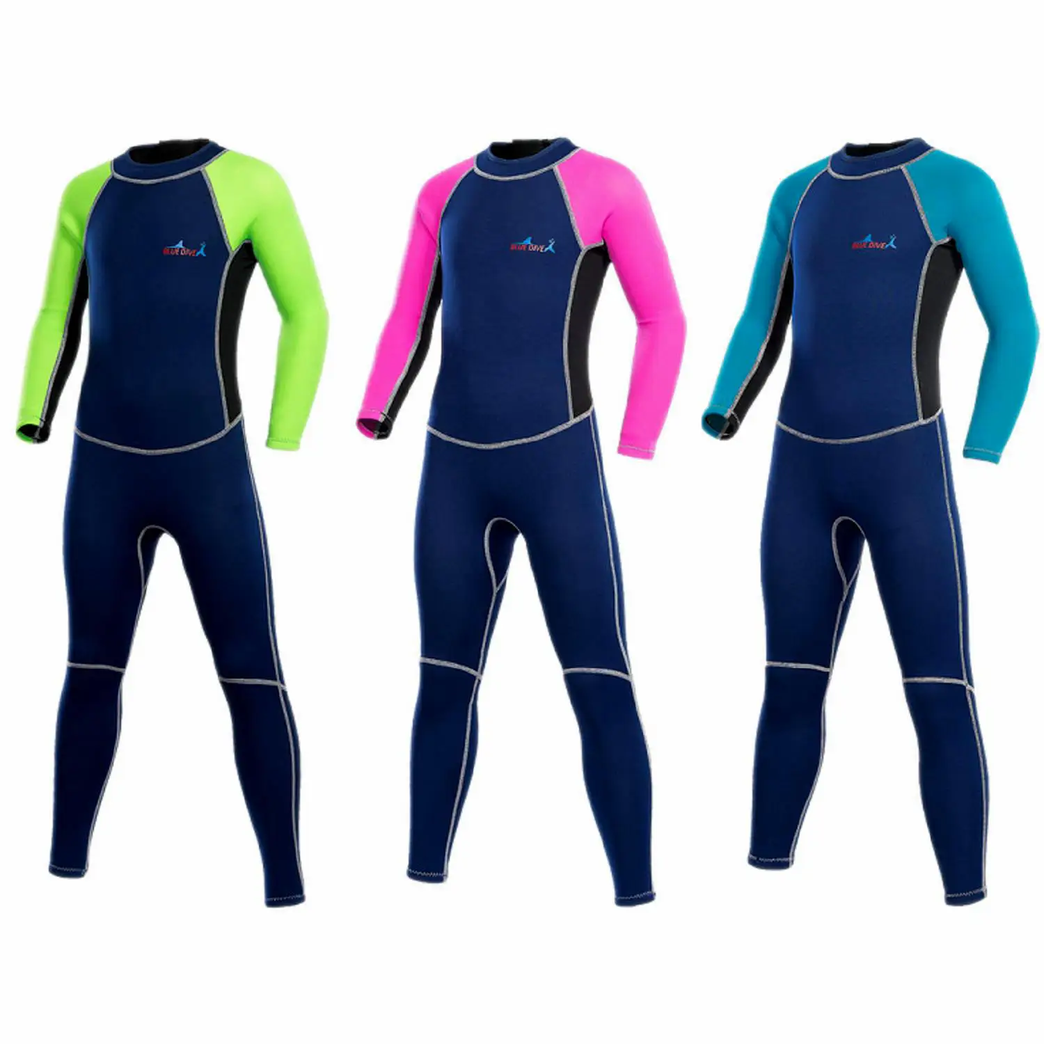 Children's 2mm Neoprene Wetsuit Kid's Long Sleeves Swimsuit One-piece Warm Thickened Cold-proof Snorkeling Surfing Swimming Suit