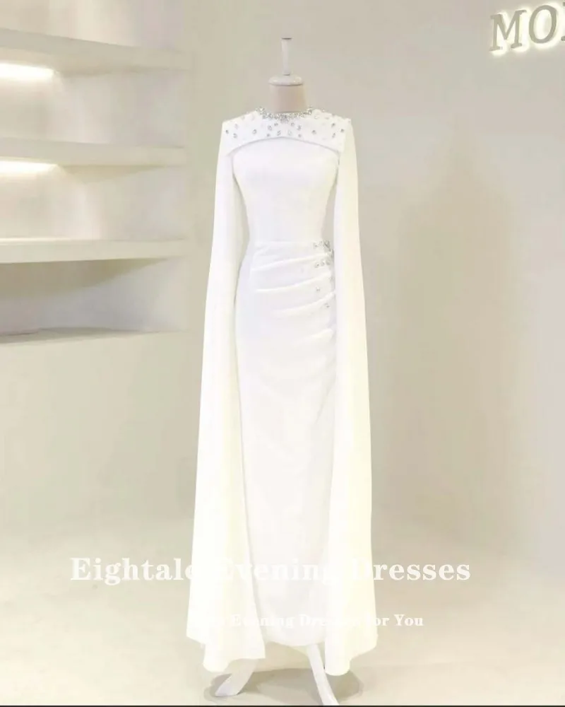 Eightale Arabisches Abendkleid O-Ausschnitt Perlen Lange Ärmel Abendkleid Muslimisches Maßgeschneidertes Hochzeitskleid Meerjungfrau