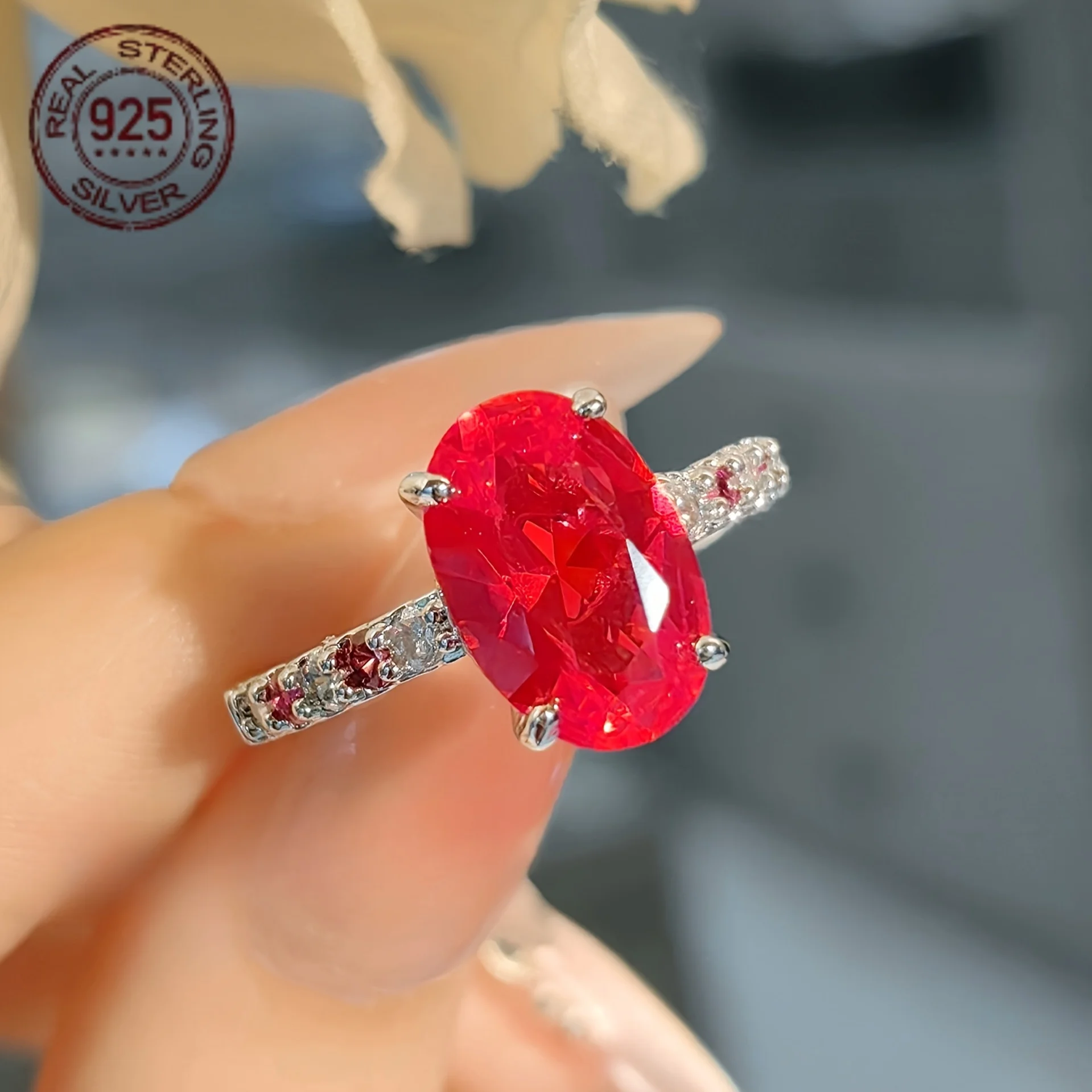 

2026 Новые модные овальные кольца из серебра 925 пробы с цирконием для женщин, роскошные кольца с четырьмя когтями из белого золота, элегантное кольцо с изменяемым размером, ювелирные изделия