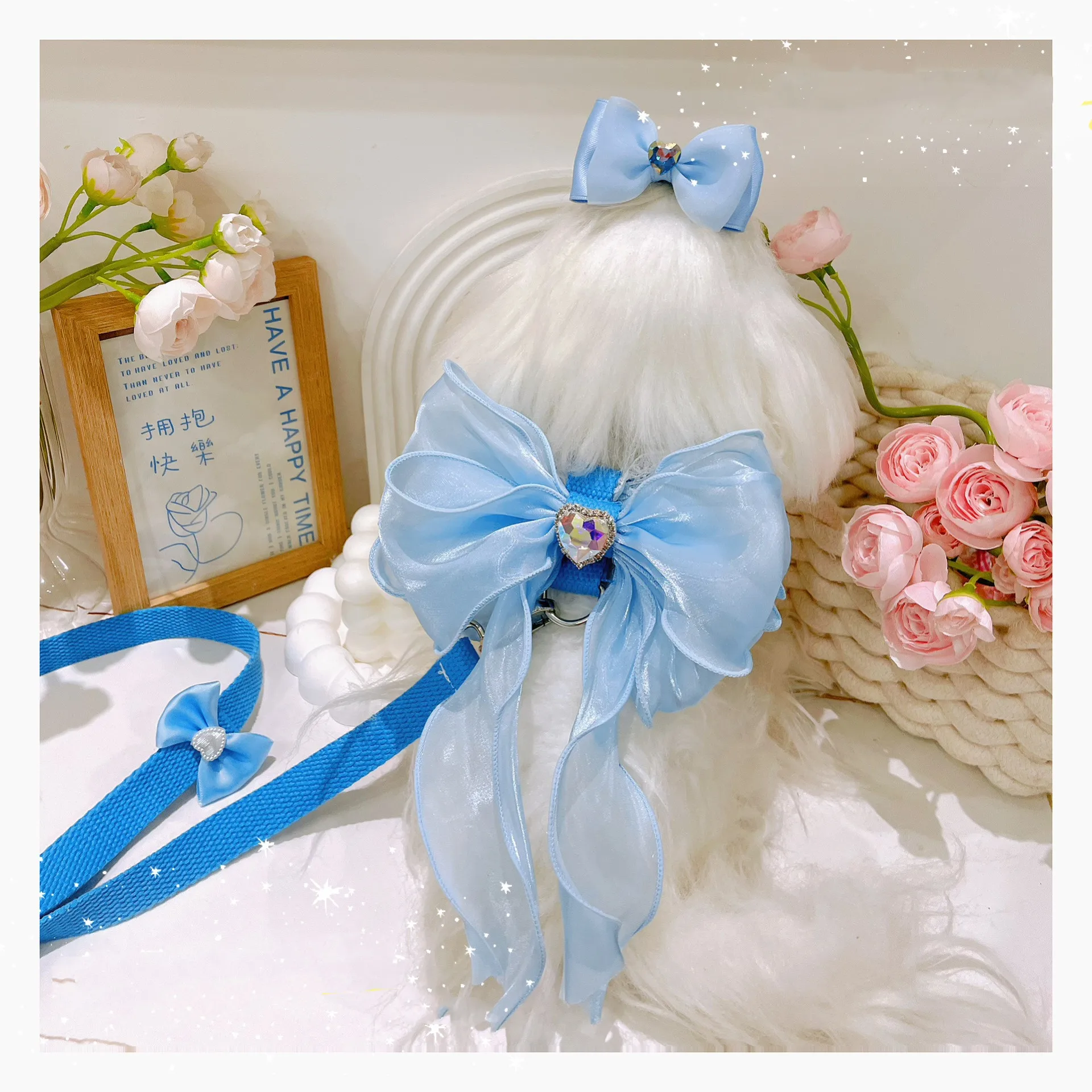 

Cinderella Pet Harness Suit Fairy Style Dog Cat Puppy Leash Set