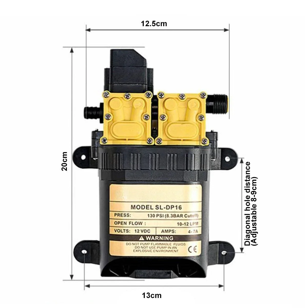 12v DC 130PSI 10-12Lmin pompa wodna rolnicza elektryczna pompa podwójna moc Micro wysokociśnieniowa membrana zraszacz wody myjni samochodowej