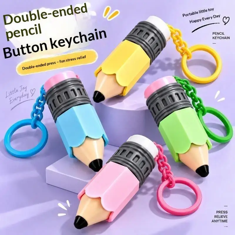 Creative Press Stress-Relief Pencil Keychain, Fun Press-Type Student Bag Charm, Decompression Stationery Small Gift